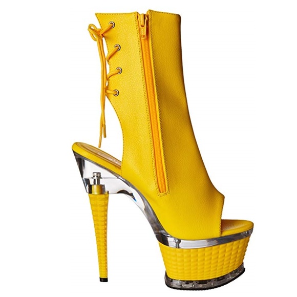 Pleaser Shoes | Illusion 18 Yellow 65 Heels Ankle Boots Size 11 | Poshmark